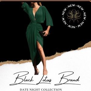 Hunter green draped dress